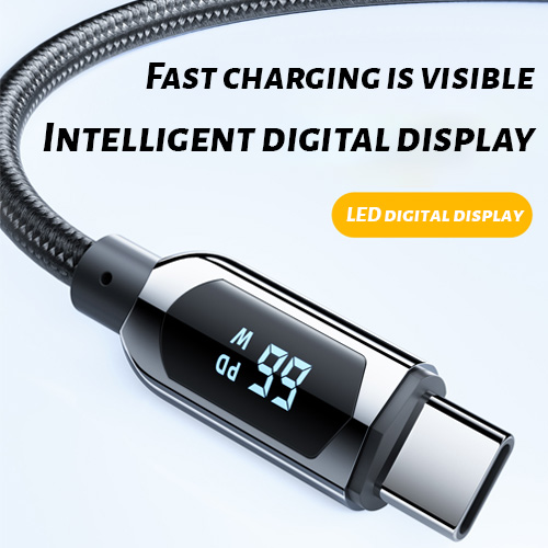 PD100W dual-head Typec fast charge digital display data cable 5A is suitable for Apple Android mobile phone notes This charging cable